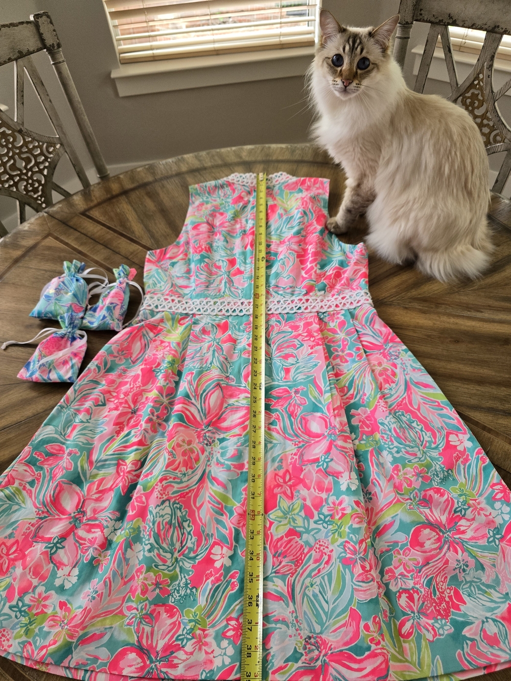 NWOT Lilly Pulitzer Floral Lace-Trim A-Line Dress with Matching Jewelry, Size 14 - Picture 11 of 16